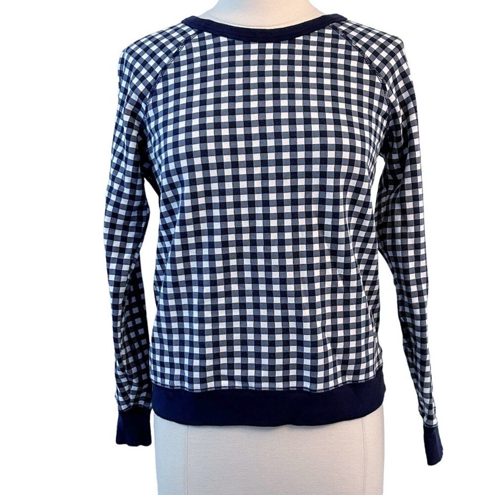 DRAPER JAMES Natalie Gingham Sweatshirt Navy Small